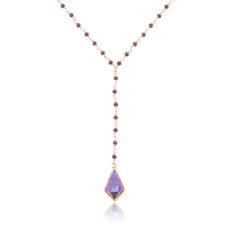 Bohemia Purple Crystal NKS211 Long Necklaces Charm Jewelry