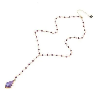 Bohemia Purple Crystal NKS211 Long Necklaces Charm Jewelry