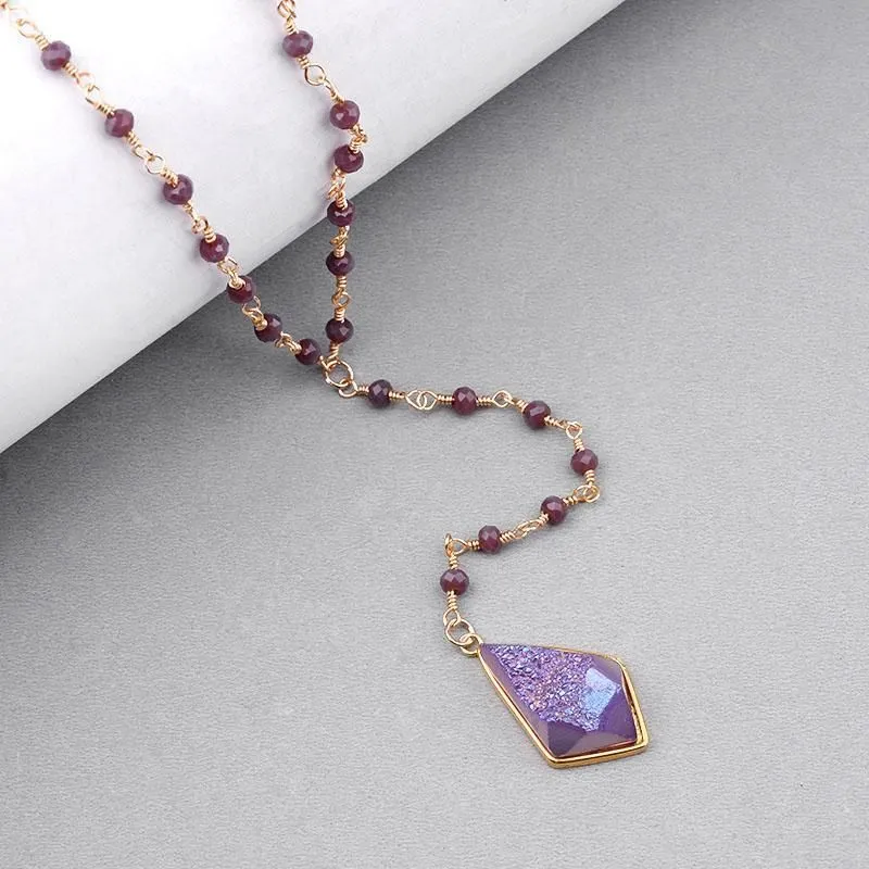 Bohemia Purple Crystal NKS211 Long Necklaces Charm Jewelry