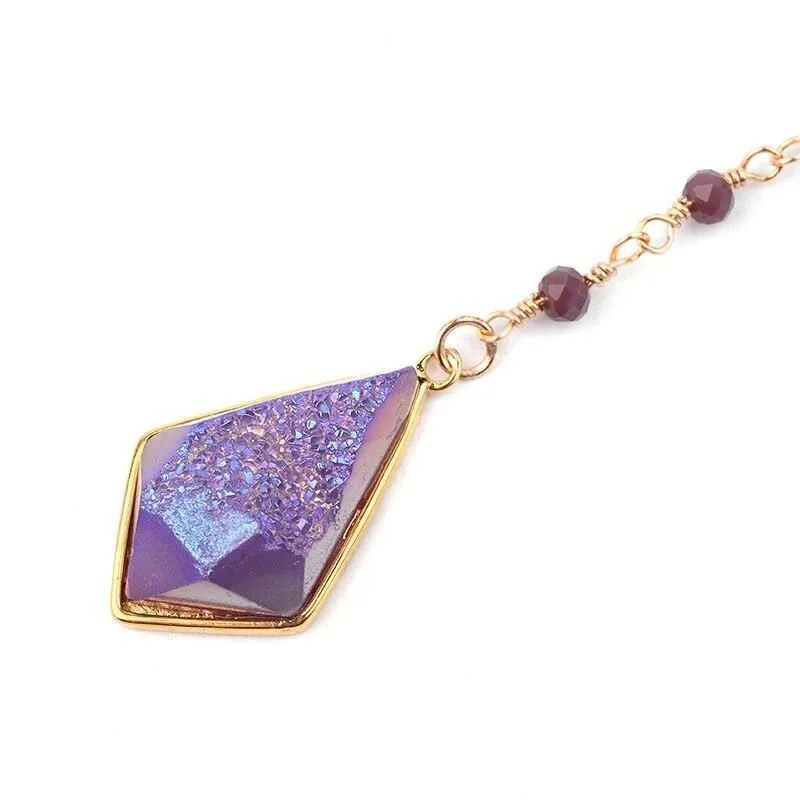 Bohemia Purple Crystal NKS211 Long Necklaces Charm Jewelry