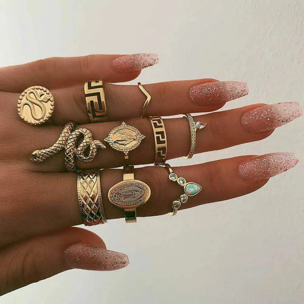Bohemian Style Midi Ring Set