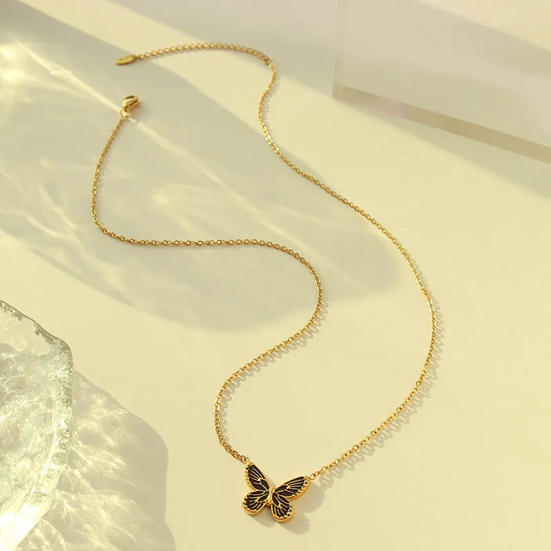 Butterfly Charm Pendant Necklace Set with Bohemian Flair