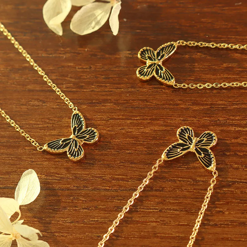 Butterfly Charm Pendant Necklace Set with Bohemian Flair