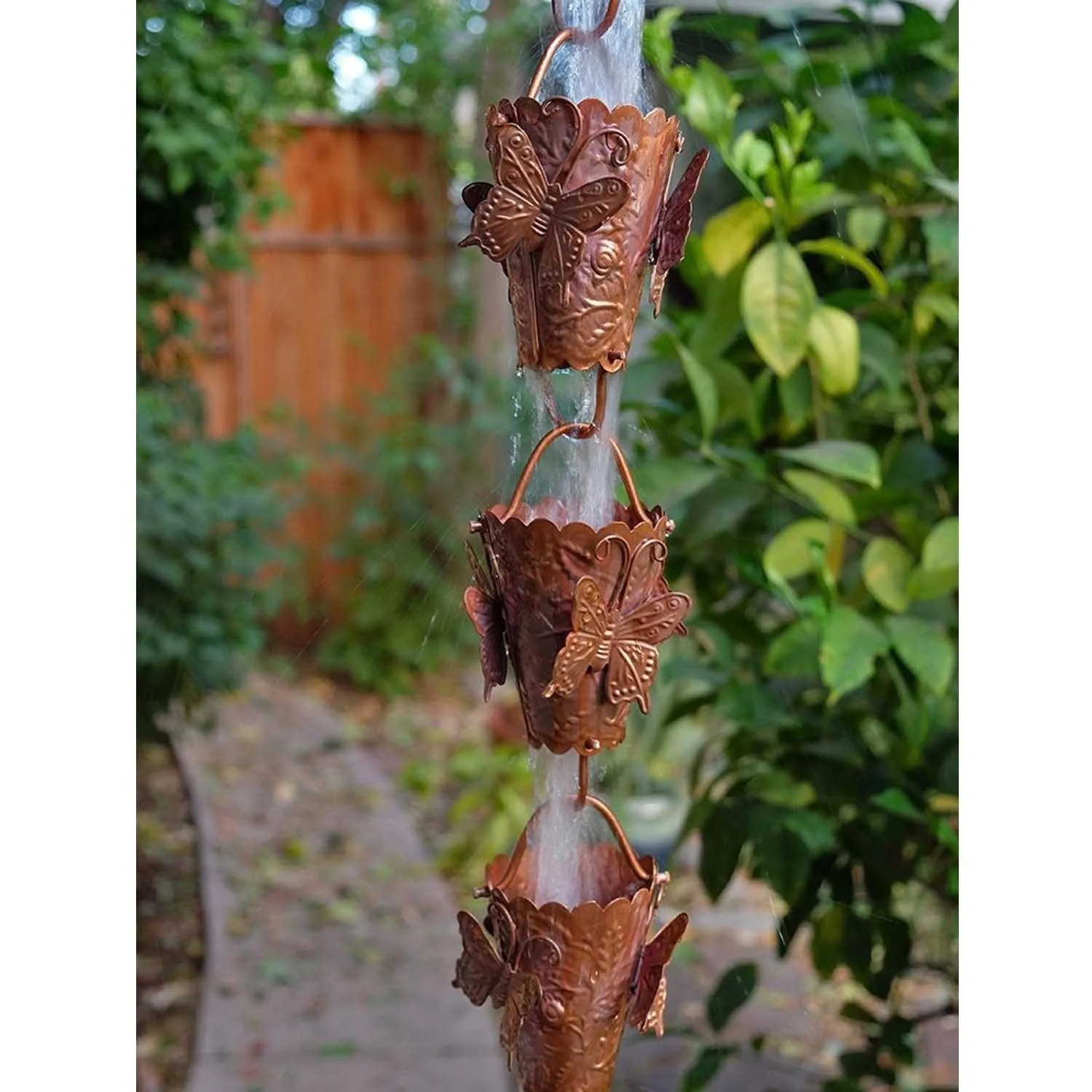 Butterfly Cup Rain Chain - 8ft Long