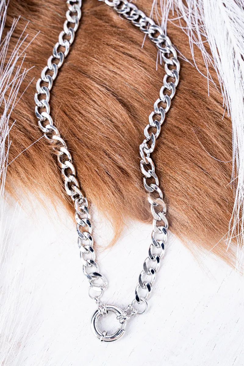 Calista Silvertone Chunky Chain Necklace