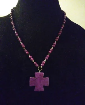 Celtic Purple Howlite Stone Cross Necklace