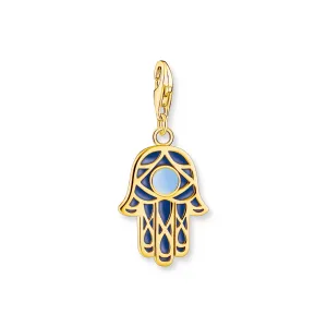 charm pendant hand of fatima with cold enamel yellow-gold plated