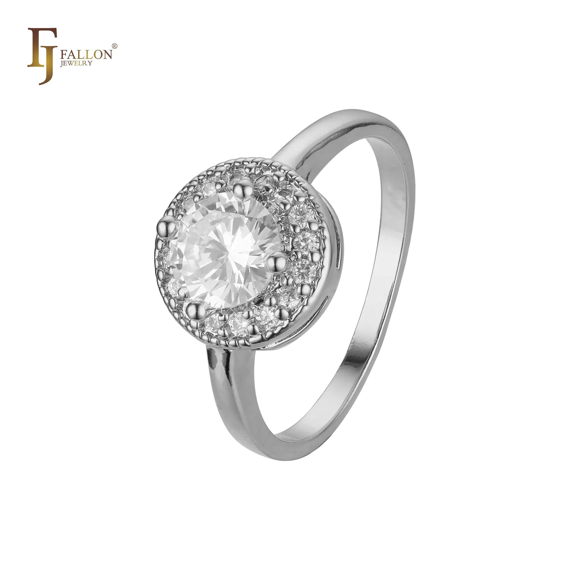 Chic colorful cubic zirconia 14K Gold halo rings