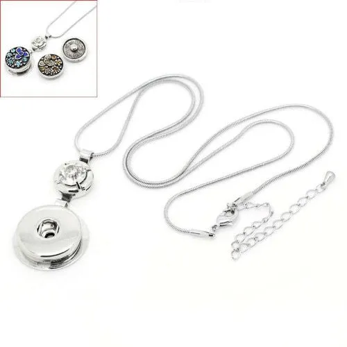 Chunk Snake Chain Necklaces with Lobster Clasp & Extender Chain Fit Snaps Chunk Buttons
