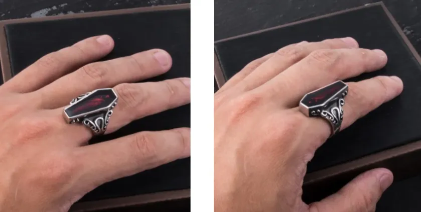 Coffin Shaped Red Vampire Figure Ring