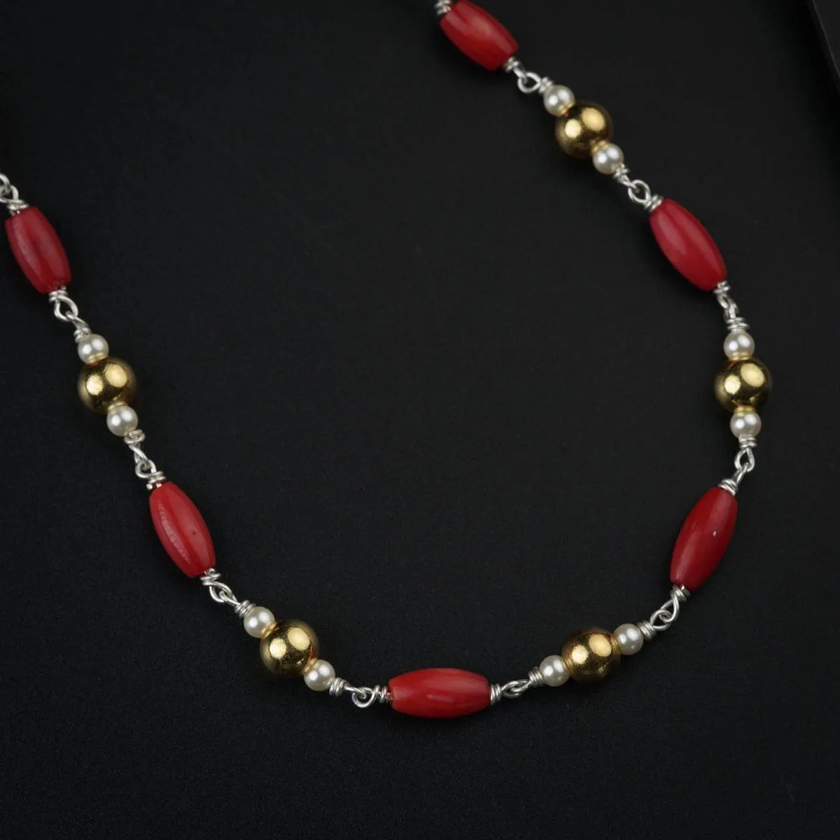 Coral Gold Plated Silver Chain (20 Inches)