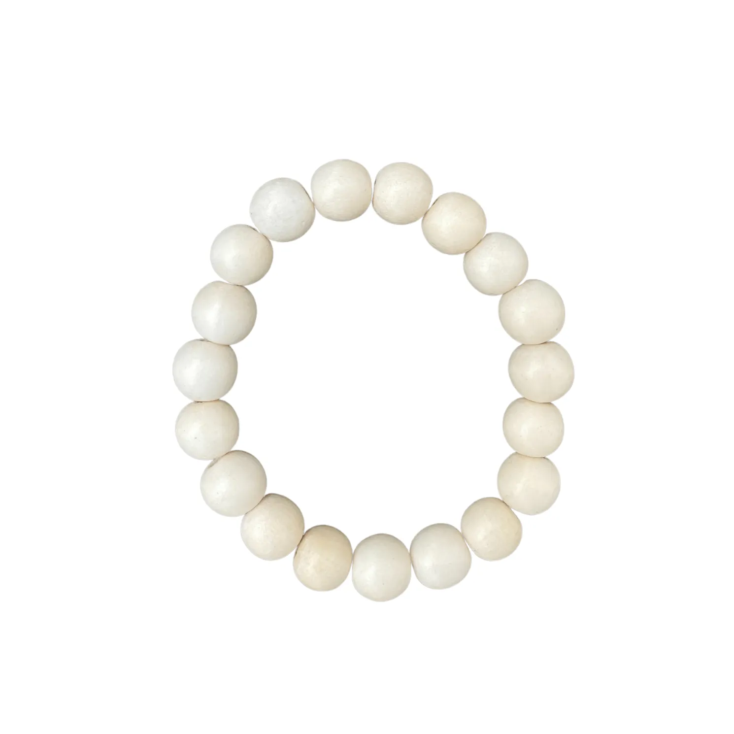 Cream Wood Round 10mm Bracelet