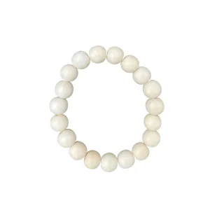 Cream Wood Round 10mm Bracelet