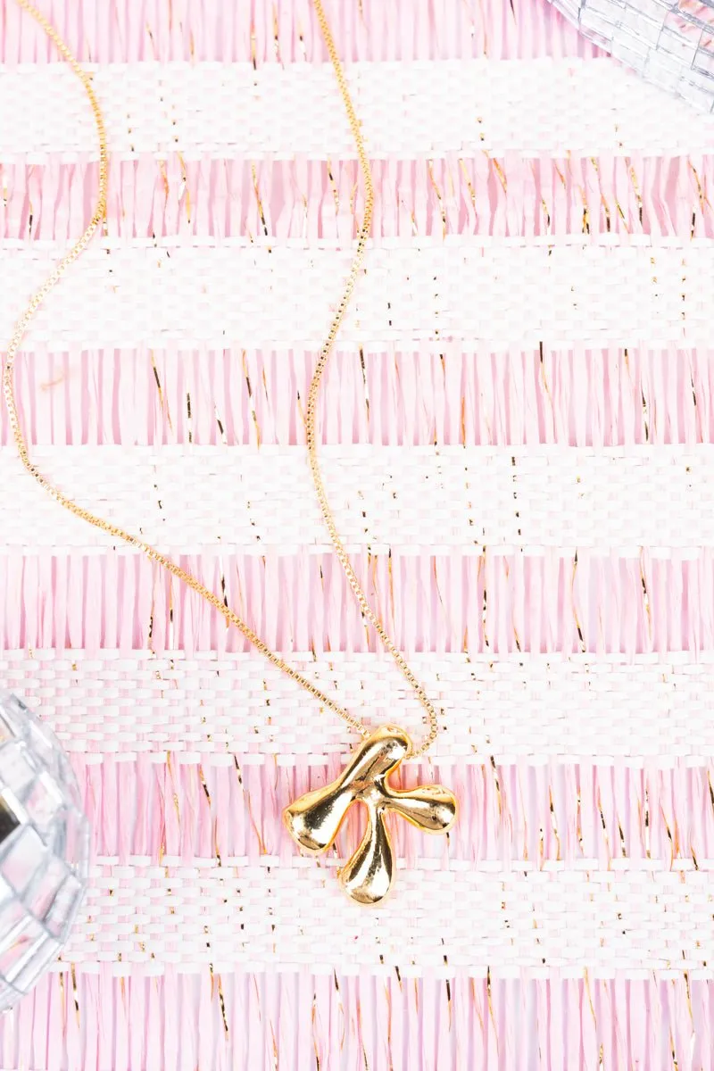 Crystal Avenue Goldtone Bubble Initial 'K' Necklace
