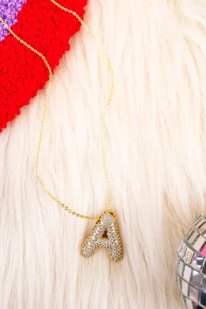 Crystal Avenue Goldtone Crystal Pave "A" Necklace