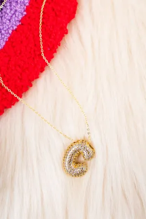 Crystal Avenue Goldtone Crystal Pave "C" Necklace