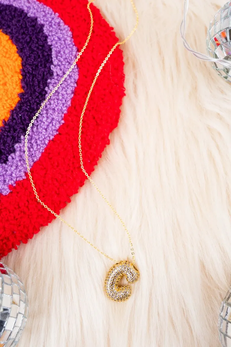 Crystal Avenue Goldtone Crystal Pave "C" Necklace