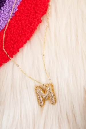 Crystal Avenue Goldtone Crystal Pave "M" Necklace