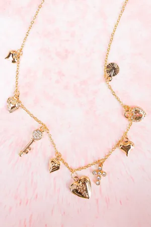 Crystal Avenue Hearts Of Gold Charm and Locket Necklace
