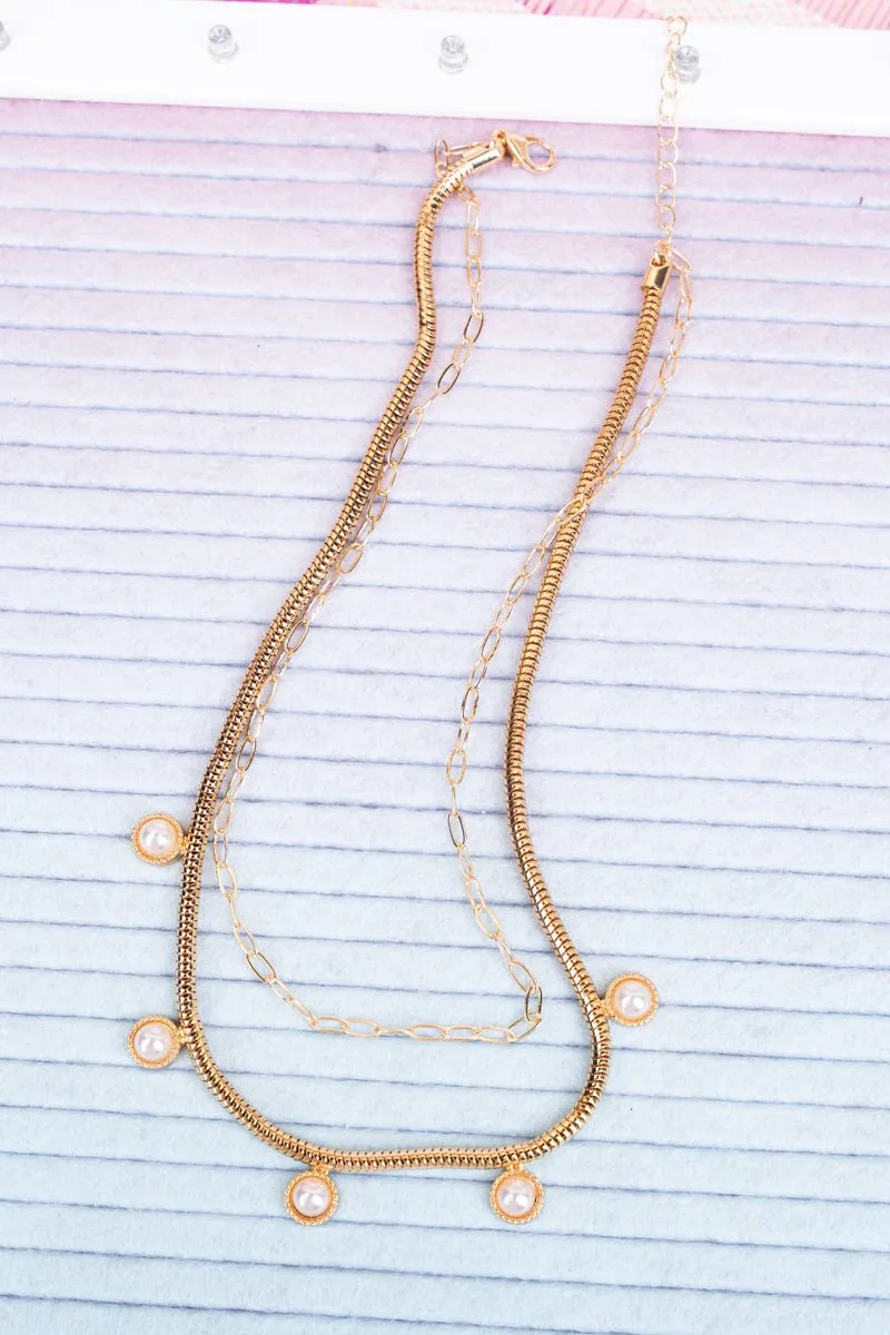 Crystal Avenue Uptown Night Goldtone Snake Chain Necklace