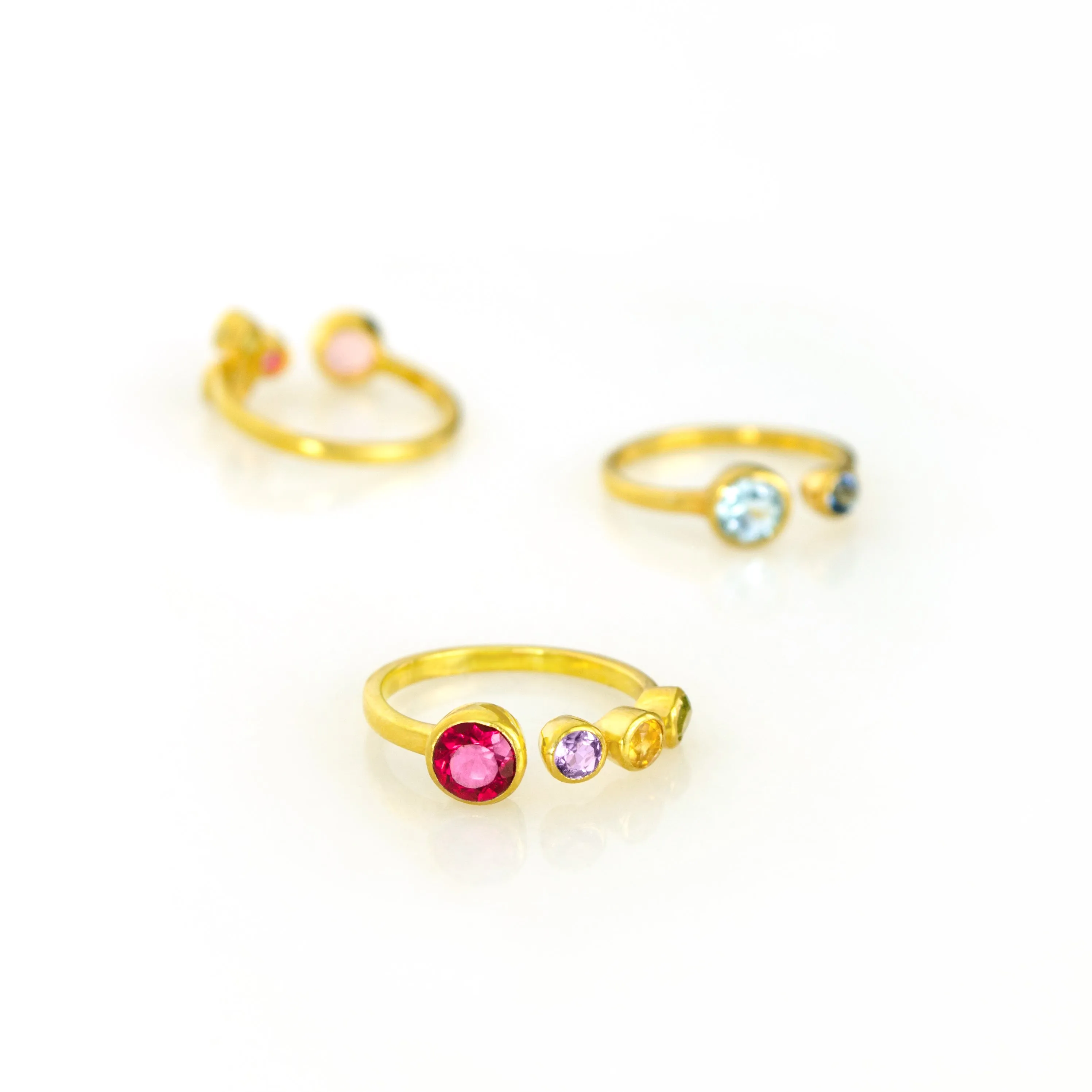 Custom Birthstone Adjustable Ring - Mom of Three Kids