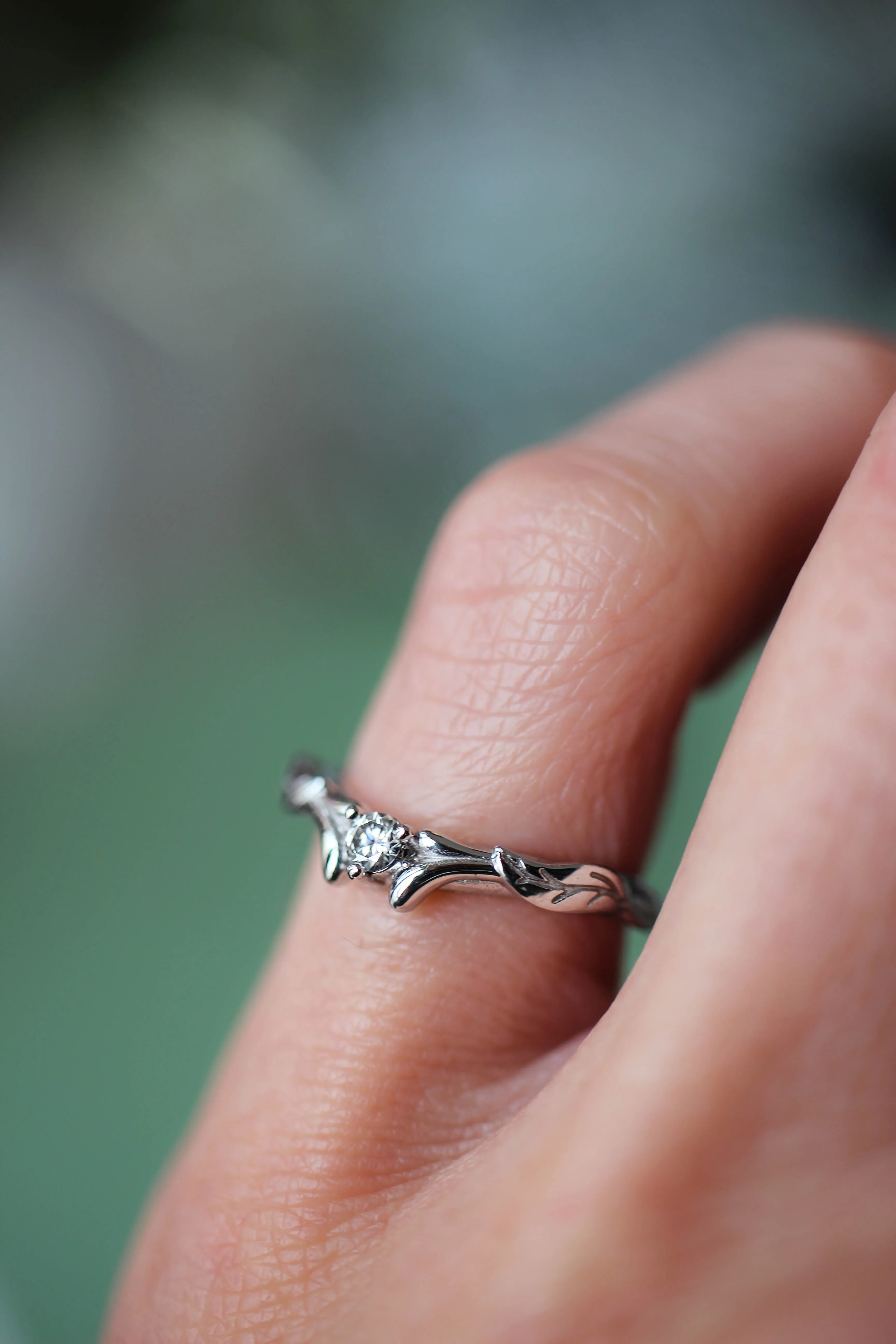 Diamond and leaves wedding band, matching ring for Wisteria