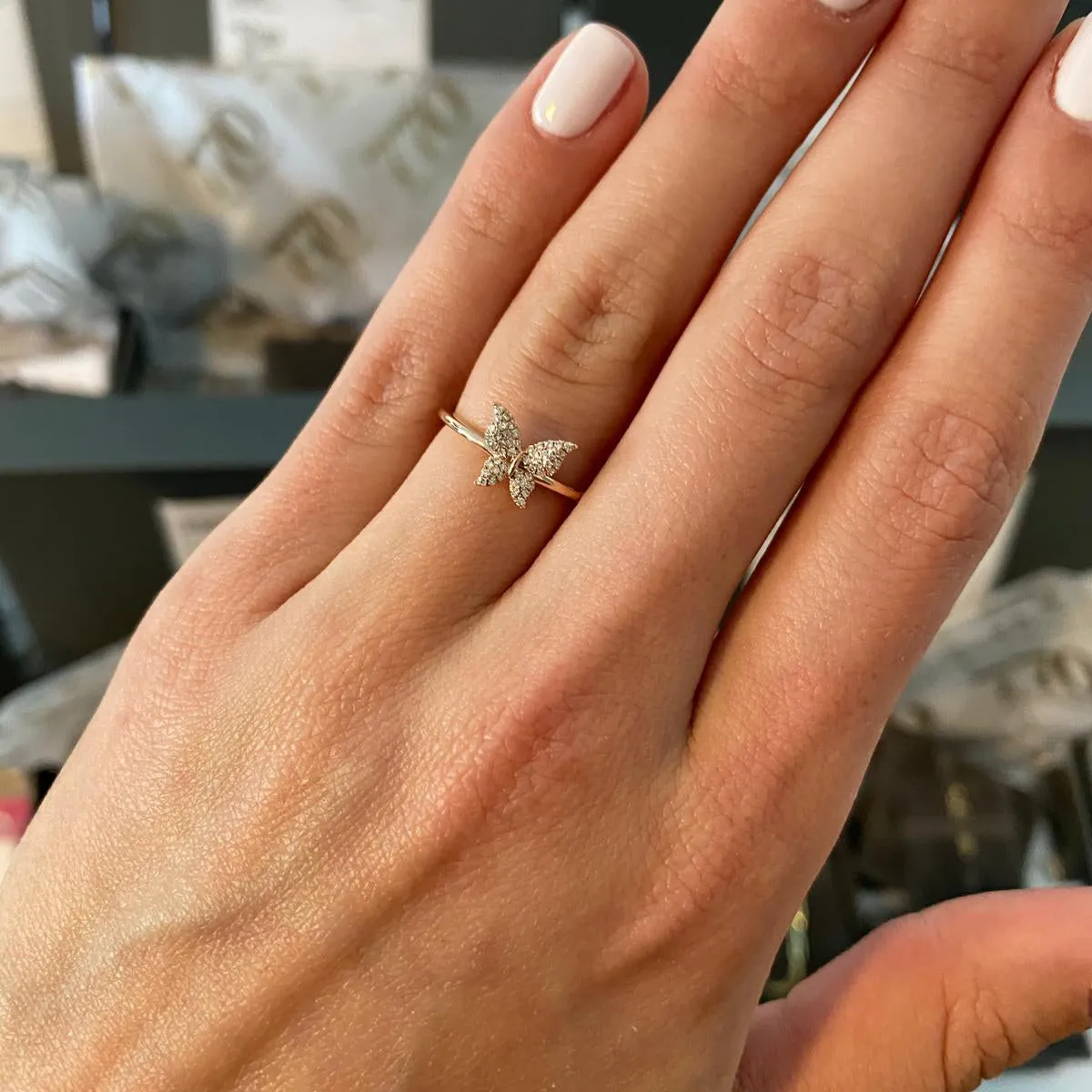 Diamond Butterfly Ring