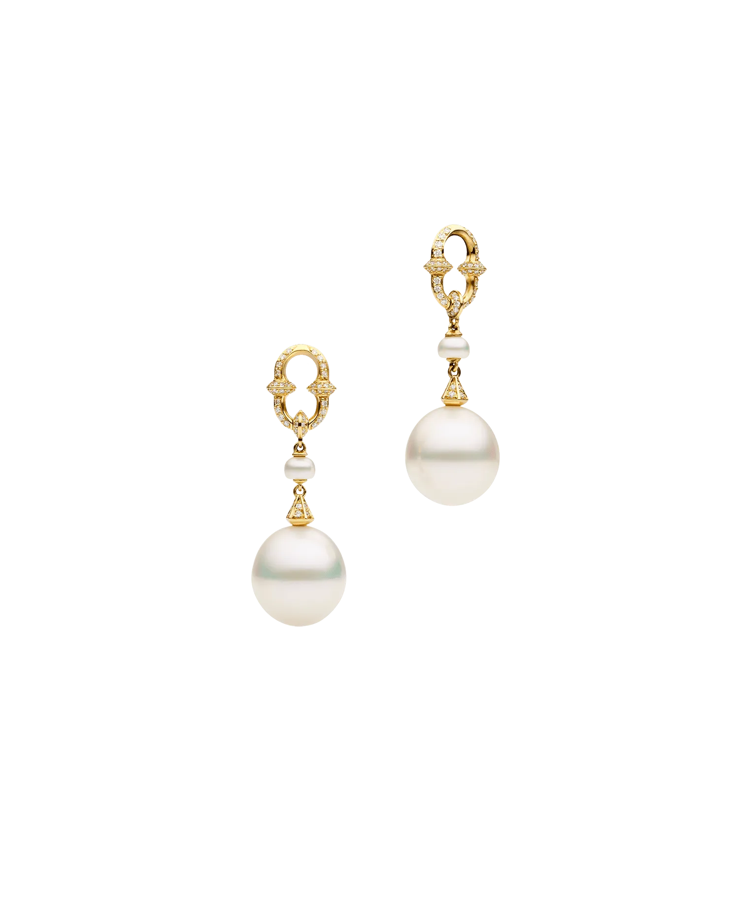 Diamond Keel Edge Pearls My Way Earrings with Diamond Anchor Link Pearl Earring Enhancers | 13mm Drop  Pearls, Diamonds, and Yellow Gold