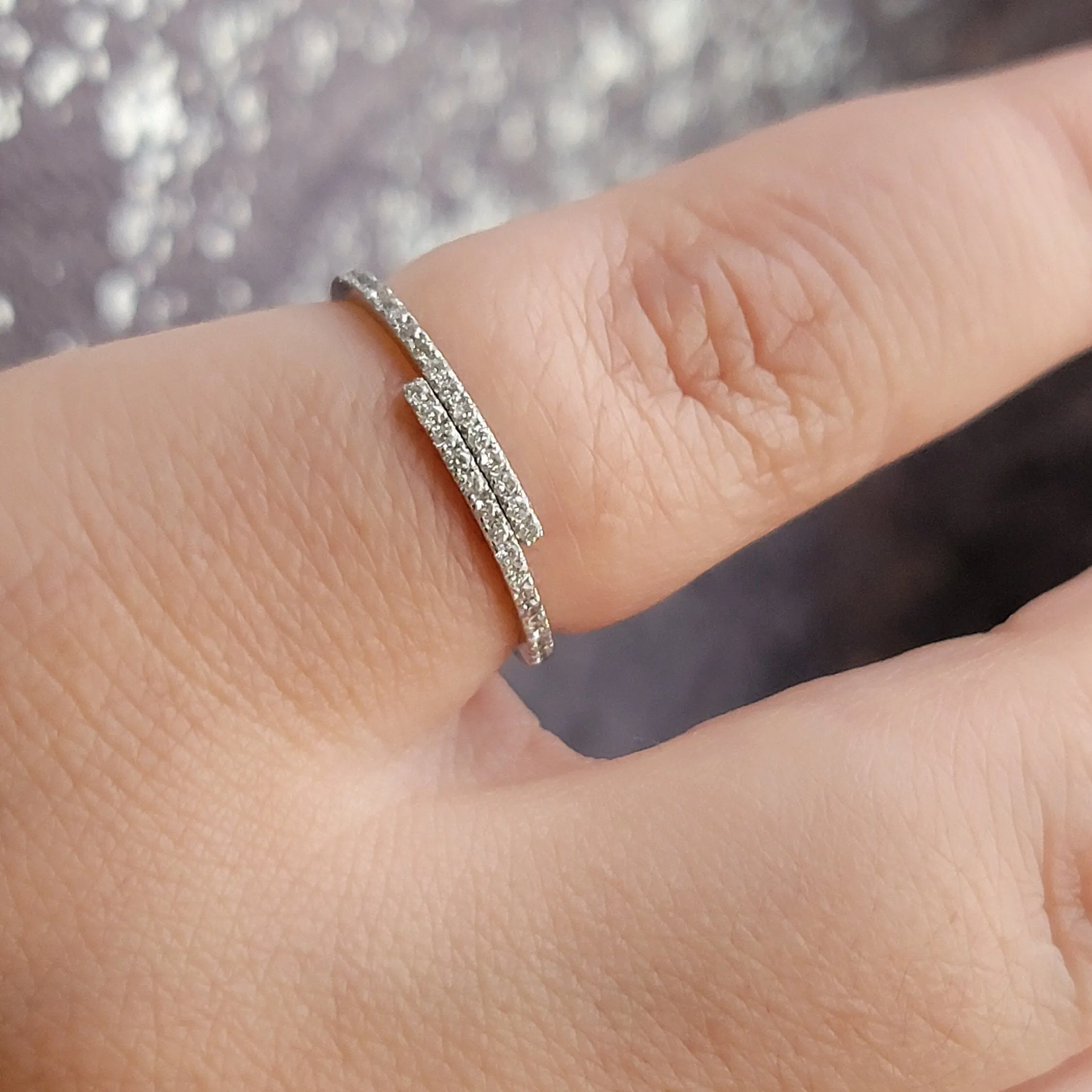 Diamond Ring, 14k Solid Gold Diamond Pave Ring, Minimalist Ring, Diamond Stackable Ring, 14k White Gold Diamond Ring, Diamond Wrap Ring