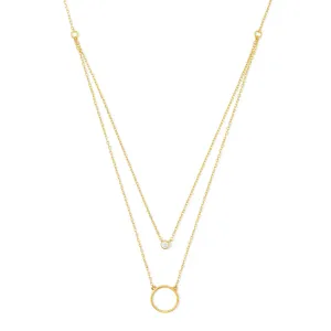 Double Appeal Circle & CZ Necklace