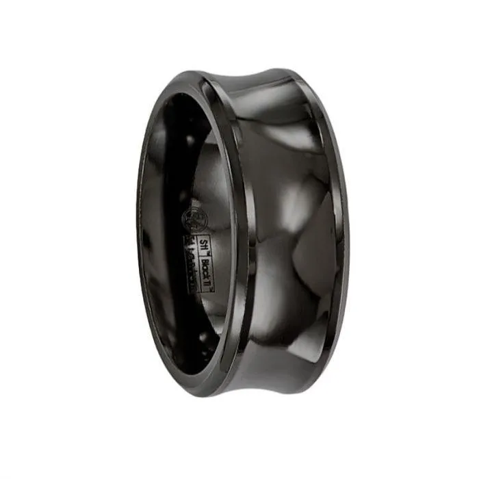 Edward Mirell Titanium Black Ti Polished Concave 9mm Band