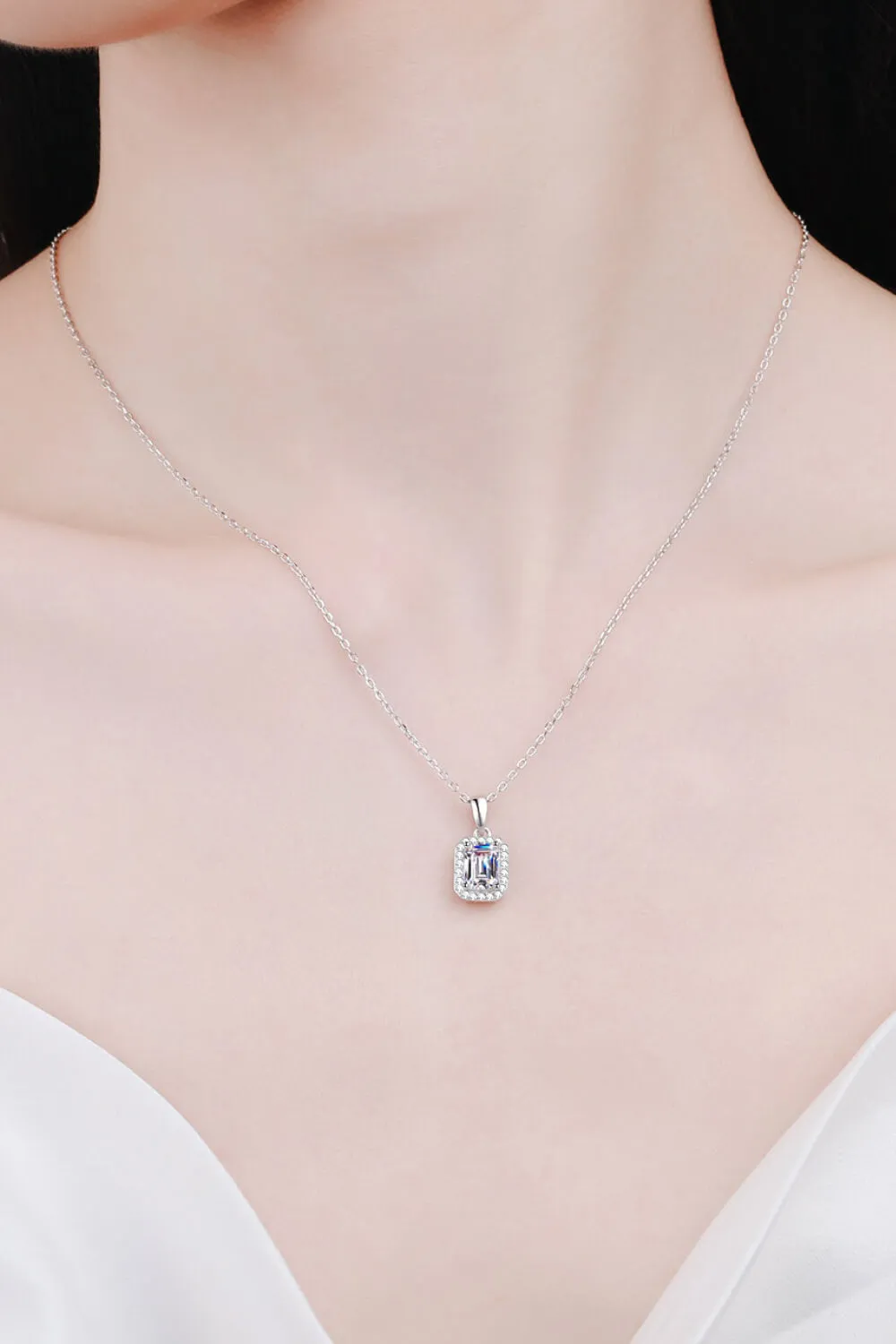 Elegant Moissanite Sterling Silver Pendant Necklace