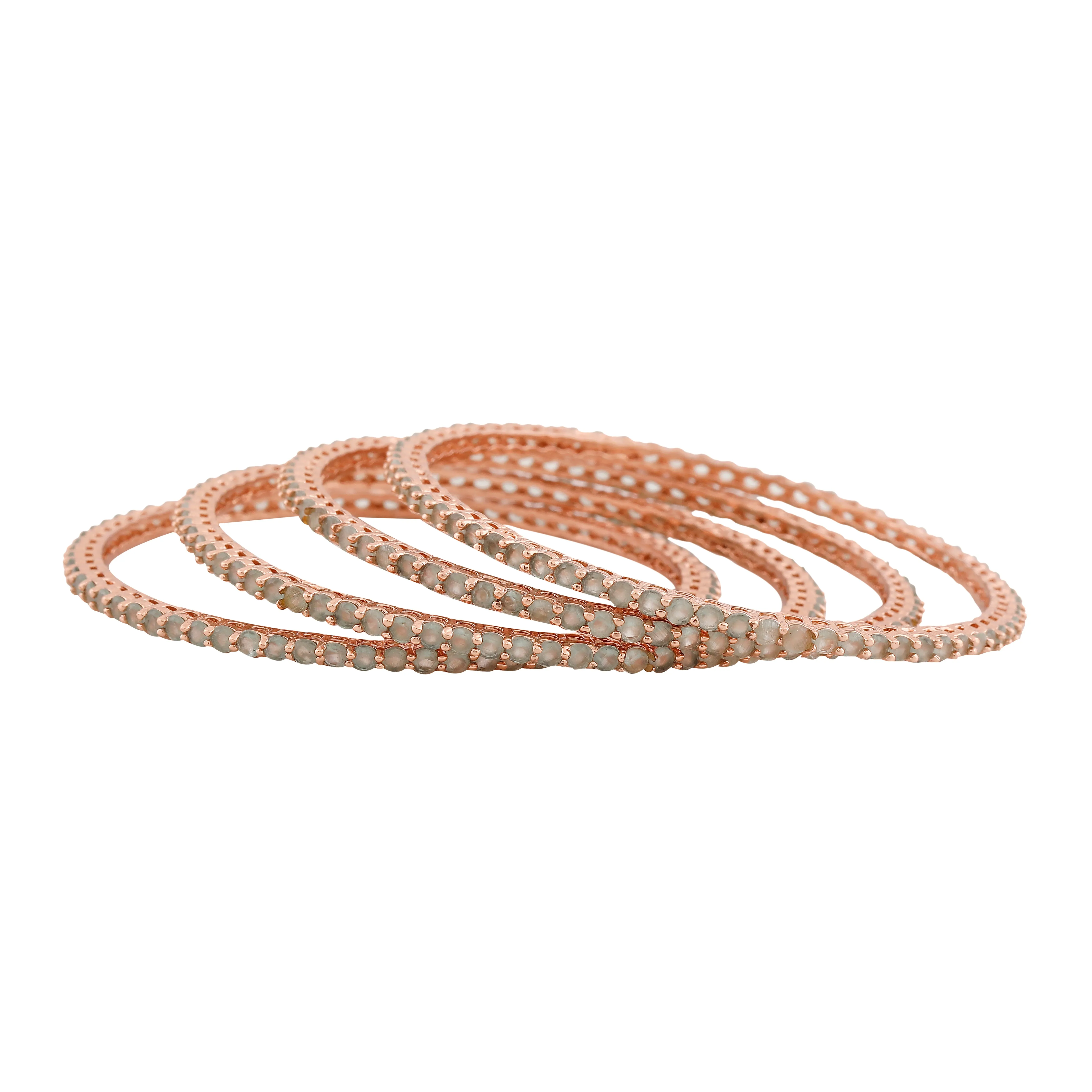 Estele Rosegold Plated Shiny Mint Green American Diamond Bangles|Available in 2:6 & 2:8 Sizes |A Sparkling Choice for Women’s Classic Look