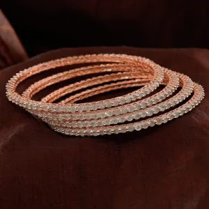 Estele Rosegold Plated Shiny Mint Green American Diamond Bangles|Available in 2:6 & 2:8 Sizes |A Sparkling Choice for Women’s Classic Look