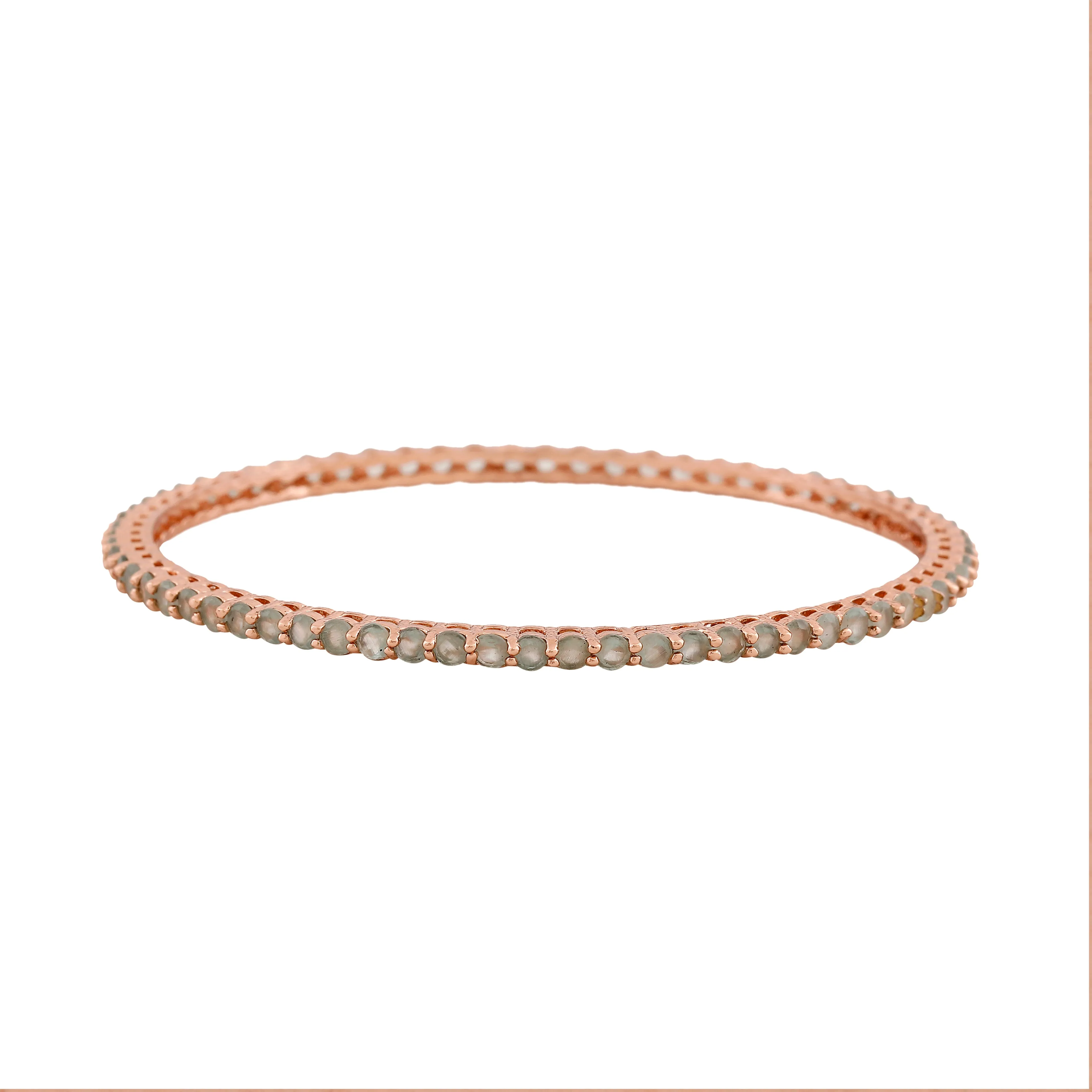 Estele Rosegold Plated Shiny Mint Green American Diamond Bangles|Available in 2:6 & 2:8 Sizes |A Sparkling Choice for Women’s Classic Look