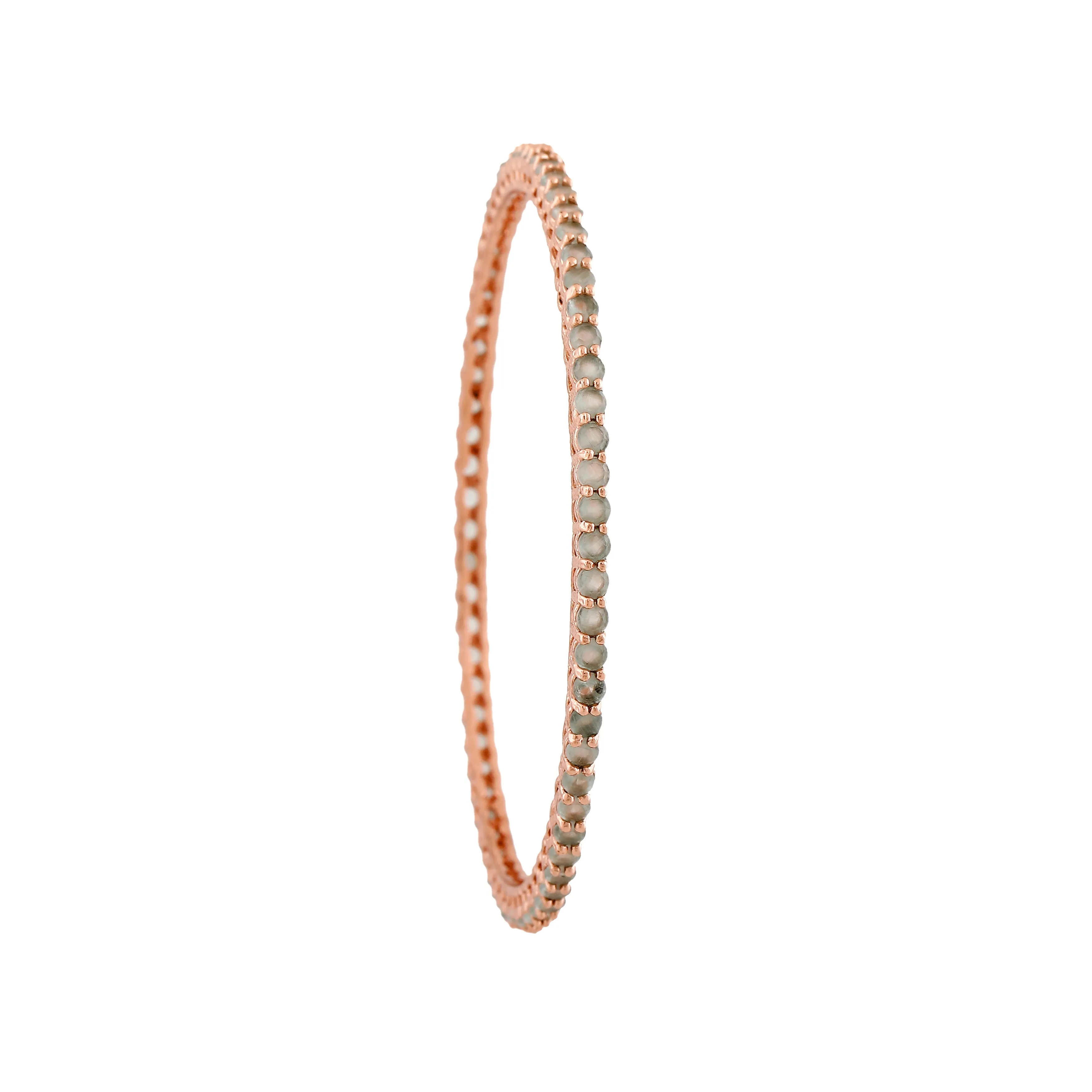 Estele Rosegold Plated Shiny Mint Green American Diamond Bangles|Available in 2:6 & 2:8 Sizes |A Sparkling Choice for Women’s Classic Look