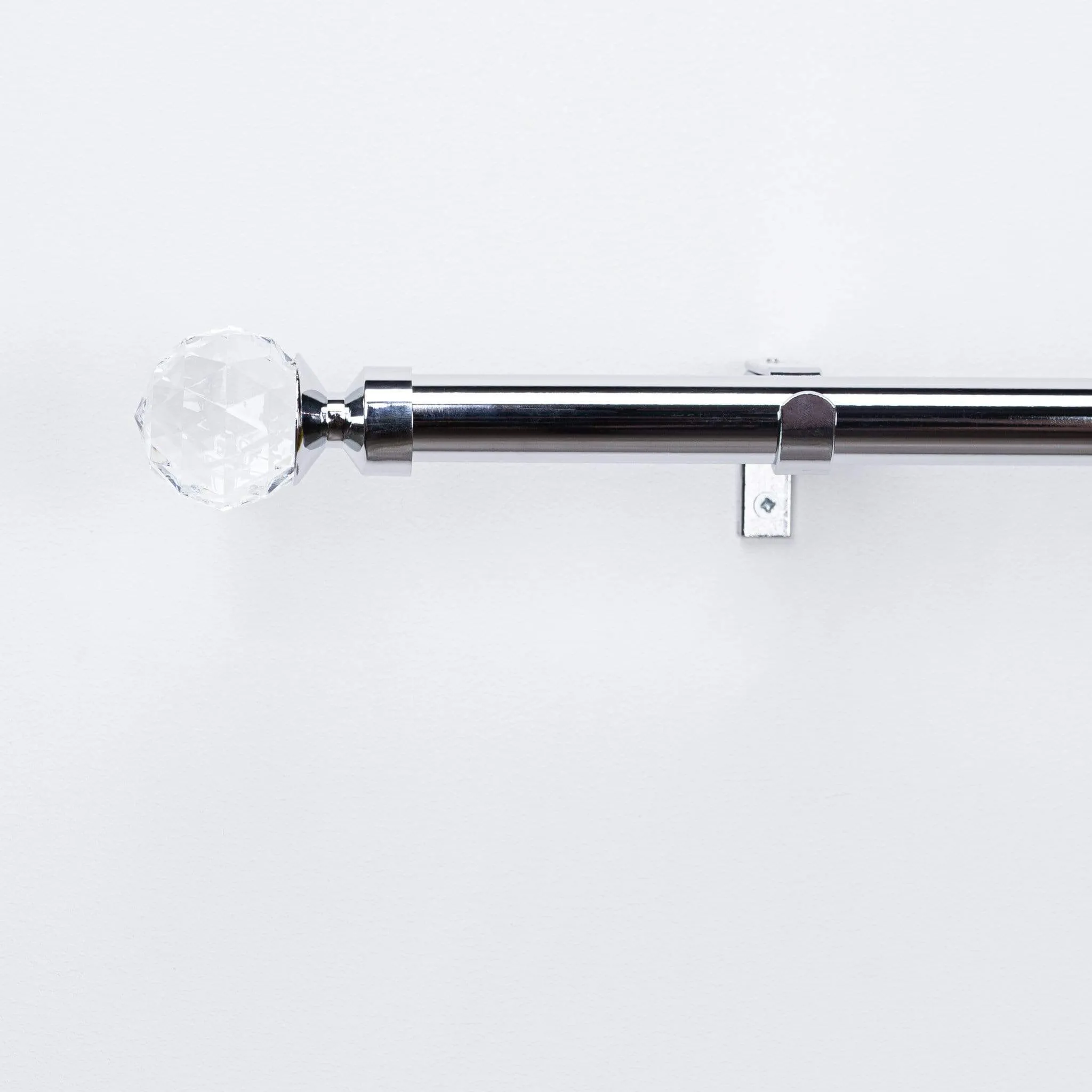Extendable Chrome Curtain Pole With Crystal Finial