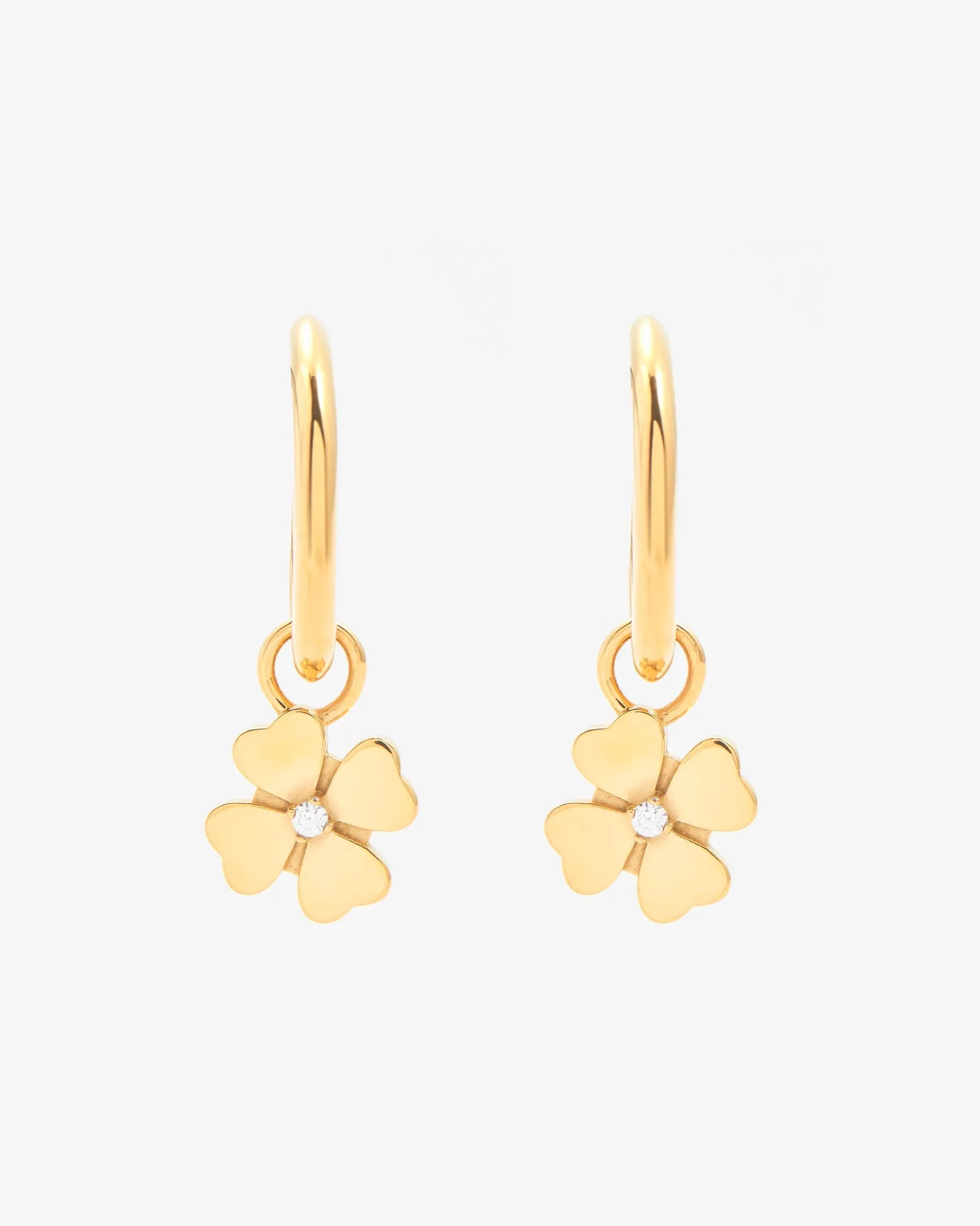 Flower Hoop Earrings - Gold