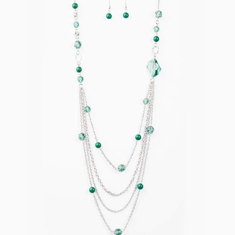 Fool For Jewels Green Quad-Layer Necklace