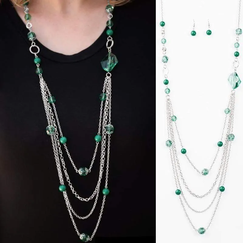 Fool For Jewels Green Quad-Layer Necklace