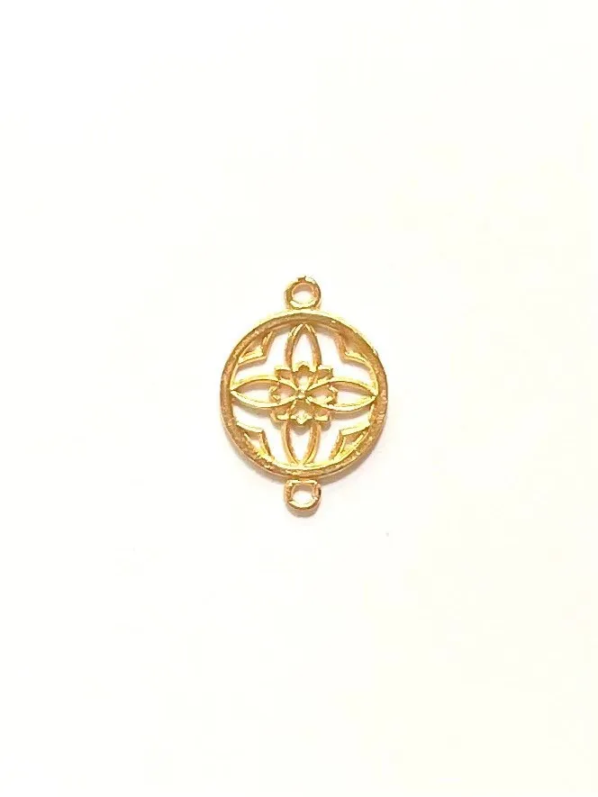 Gold connector, circle connector, round connector, earring component, round pendant, gold pendant