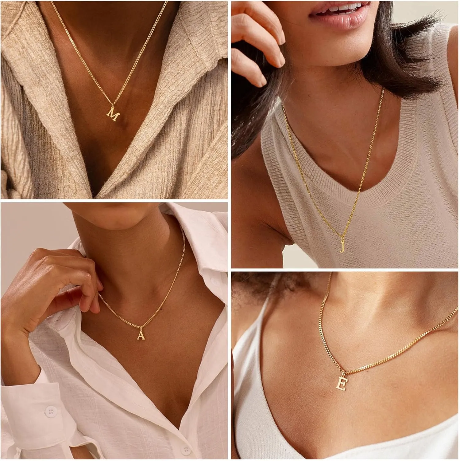 Gold Initial Necklaces for Women, Dainty 14K Gold Letter Necklace Cute Tiny A-Z Letter Pendant Personalized Monogram Name Necklace for Women Trendy Fashion Jewelry Gift for Her