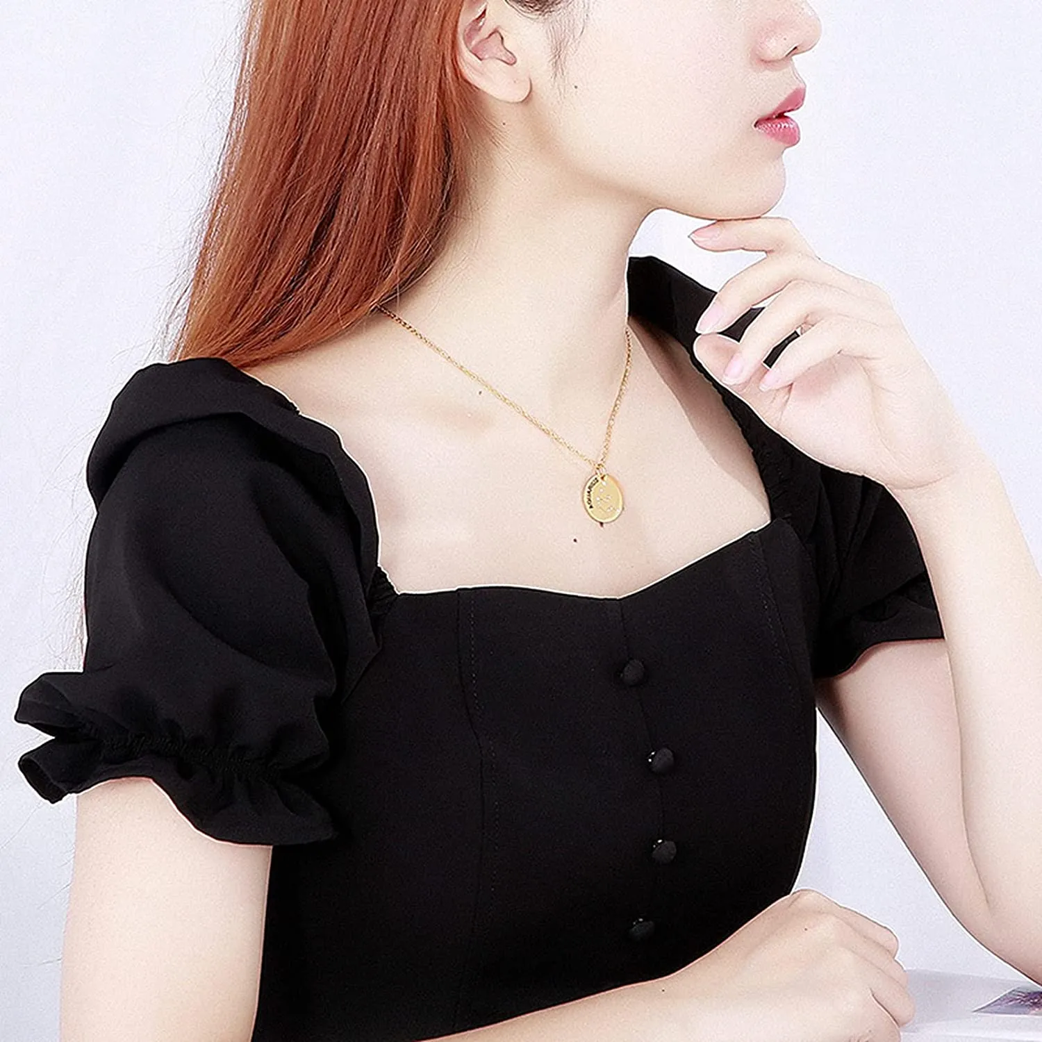 Gold Plated Constellation Pendant Necklace Horoscope Zodiac Sign Coin Charms with Adjustable