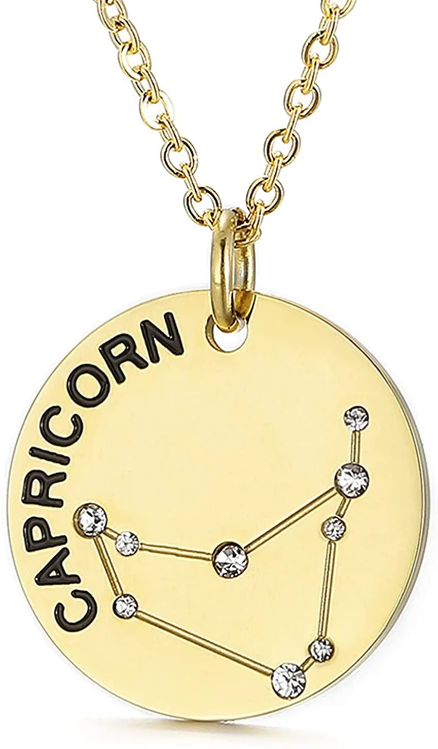 Gold Plated Constellation Pendant Necklace Horoscope Zodiac Sign Coin Charms with Adjustable