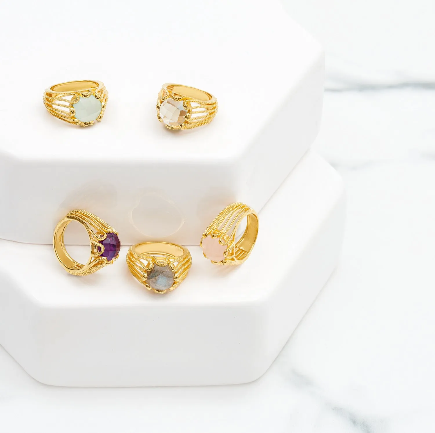 Gold Ring Green Amethyst Alessia