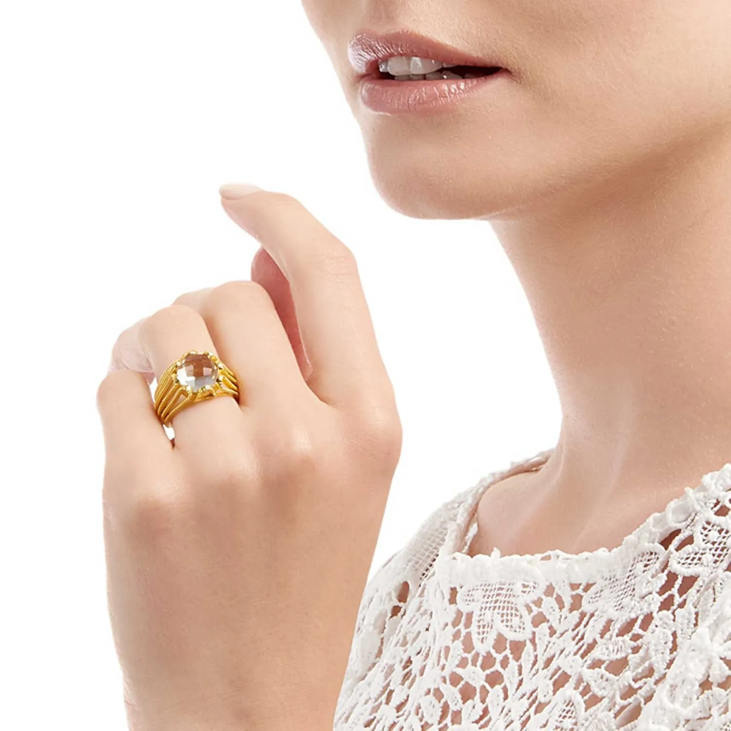 Gold Ring Green Amethyst Alessia