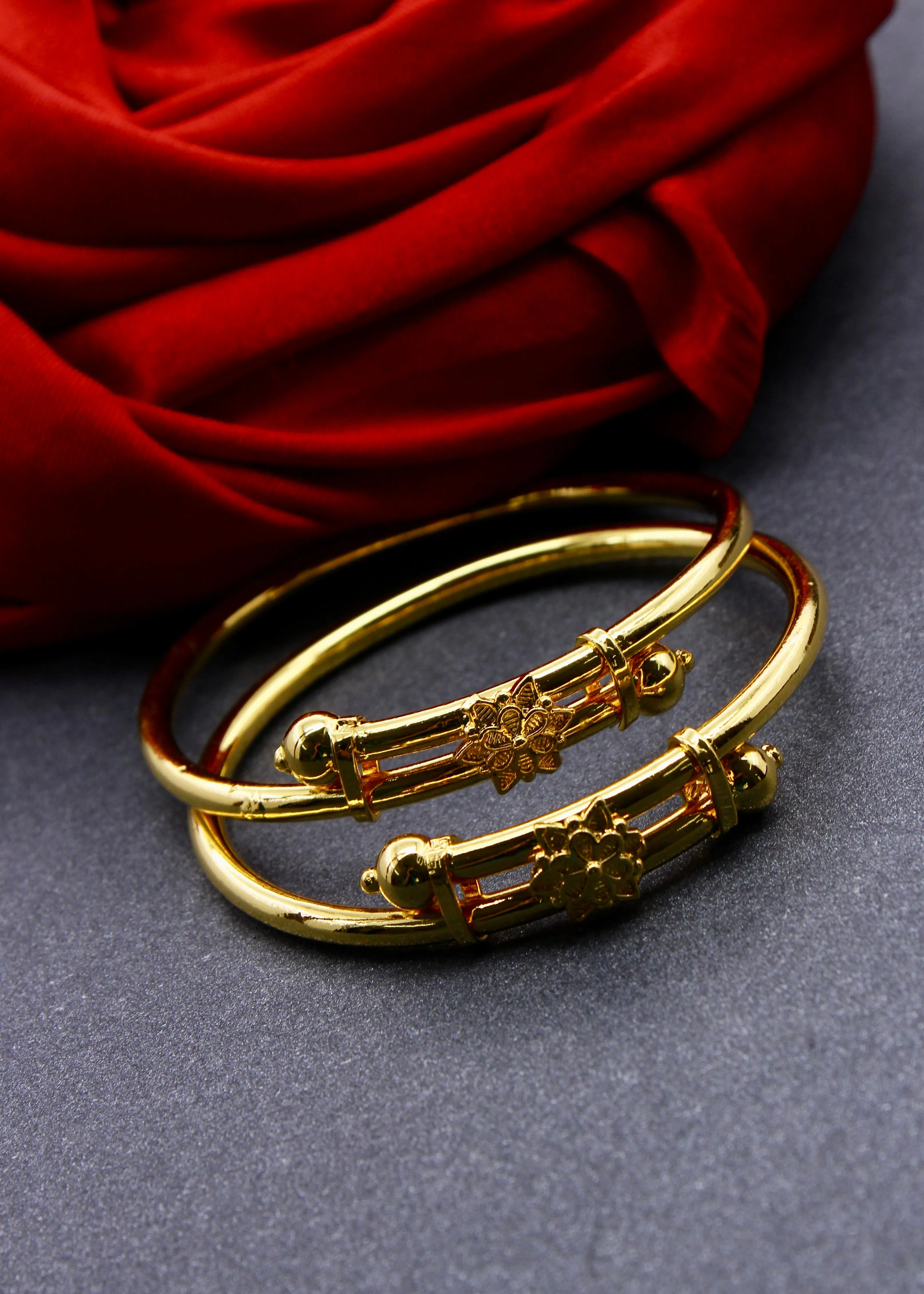 GRACY FLORAL GOLDEN BABY BANGLES