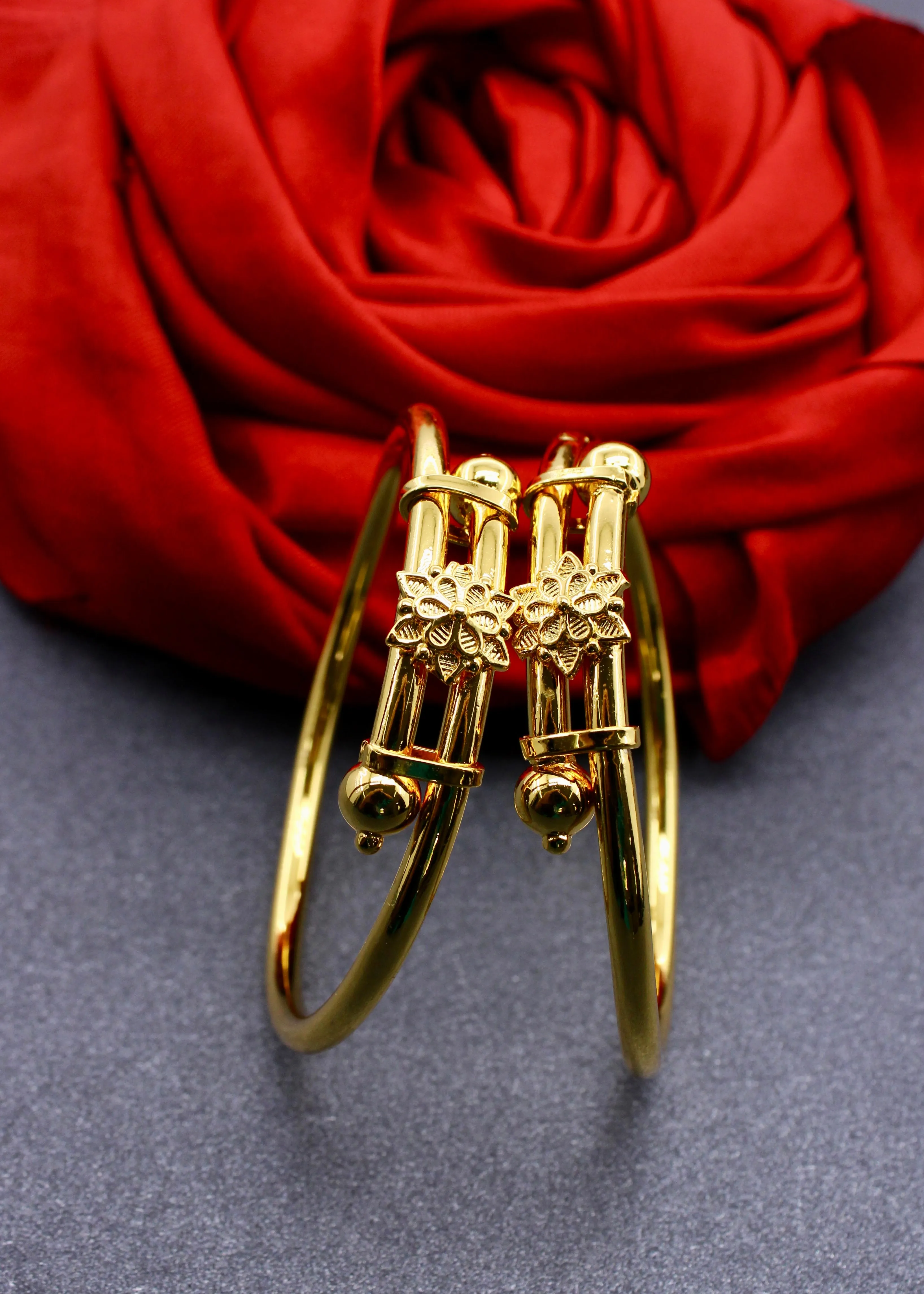 GRACY FLORAL GOLDEN BABY BANGLES