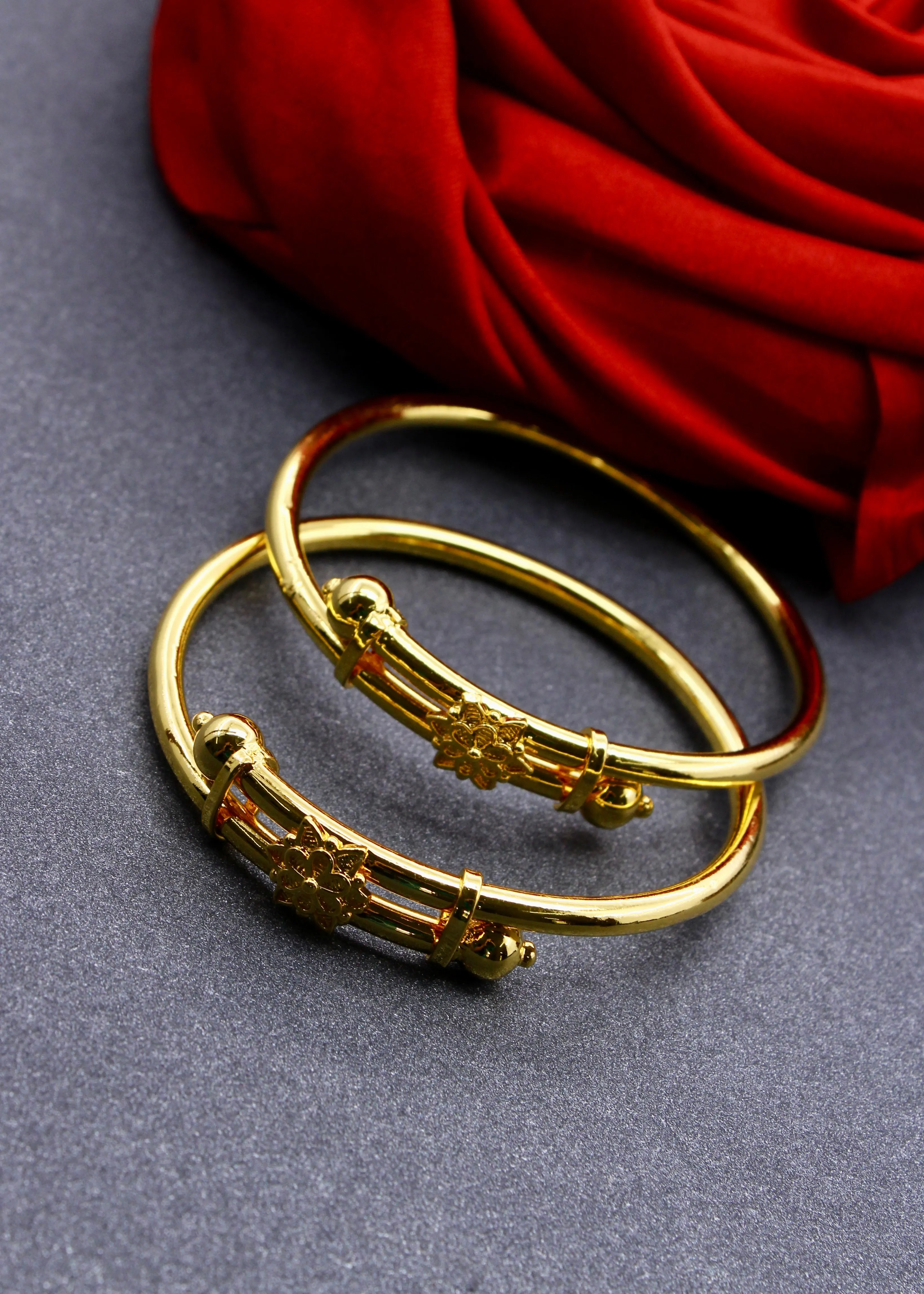 GRACY FLORAL GOLDEN BABY BANGLES