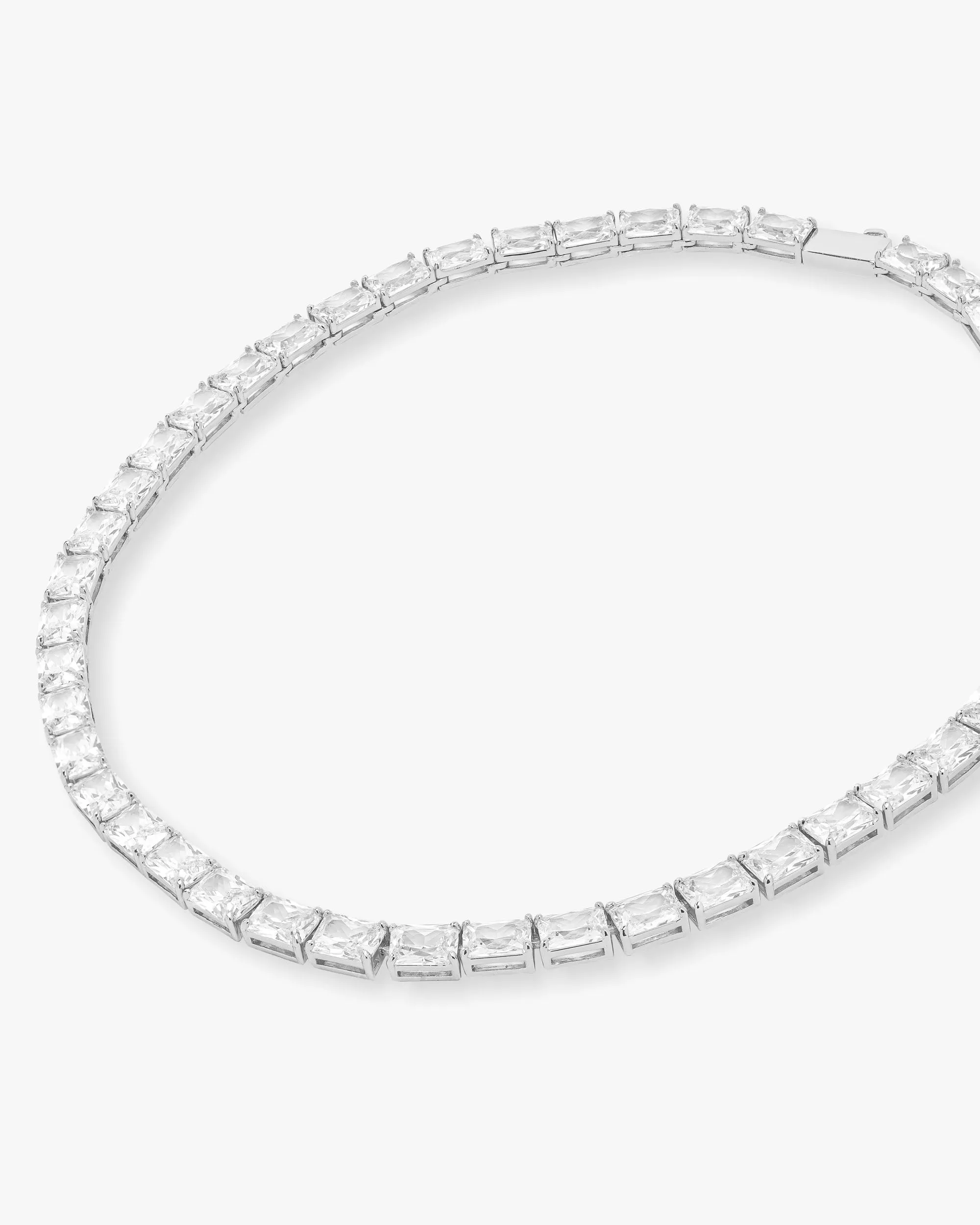 Grand Slam Tennis Necklace 18" - Silver|White Diamondettes